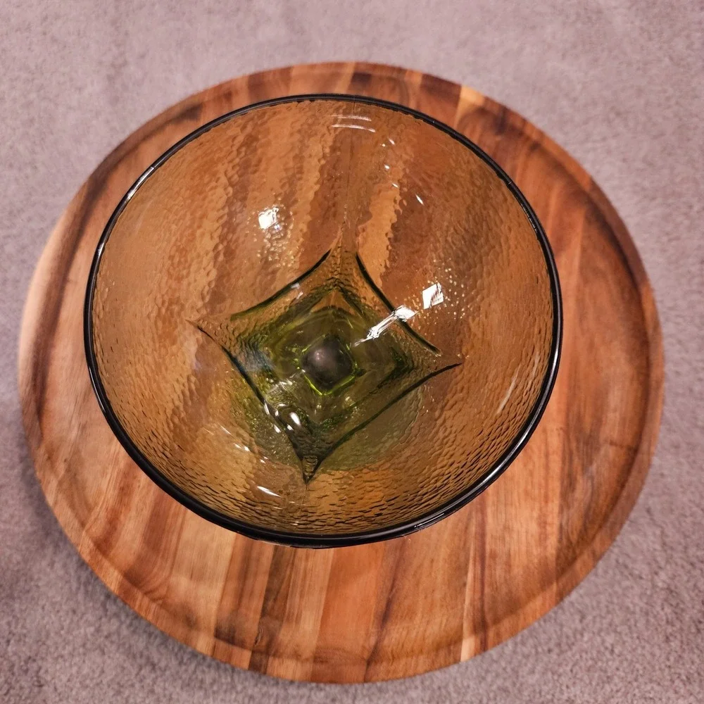 Vintage Hazel Atlas Green Textured Glass Sherbert Dessert Compote Bowl Retro MCM